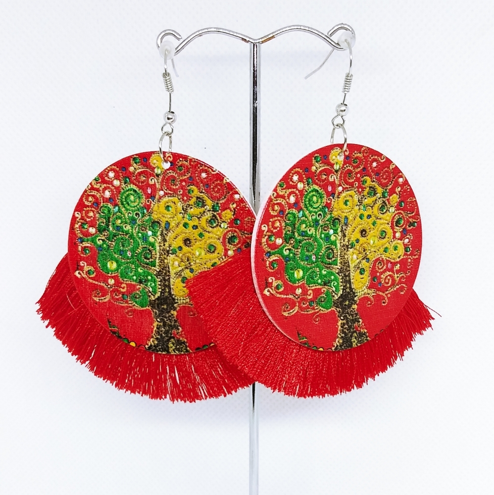 Tree Of Life Tassell Earrings
